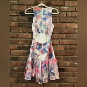 ONE33 Social Women's Metallic Floral A-Line Mini Dress - Size 0